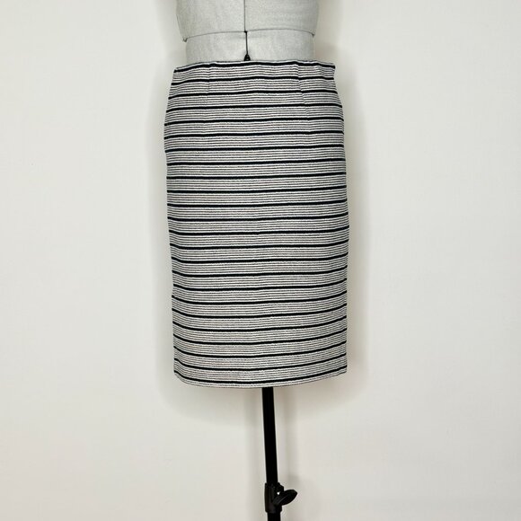 Ann Taylor LOFT Pull On Dark Navy and White Striped Skirt - Picture 3 of 7